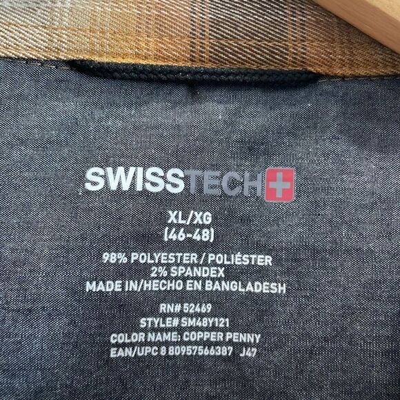 Swiss Tech Brown Plaid Flannel Button Down Shirt Size XL - Picture 5 of 7